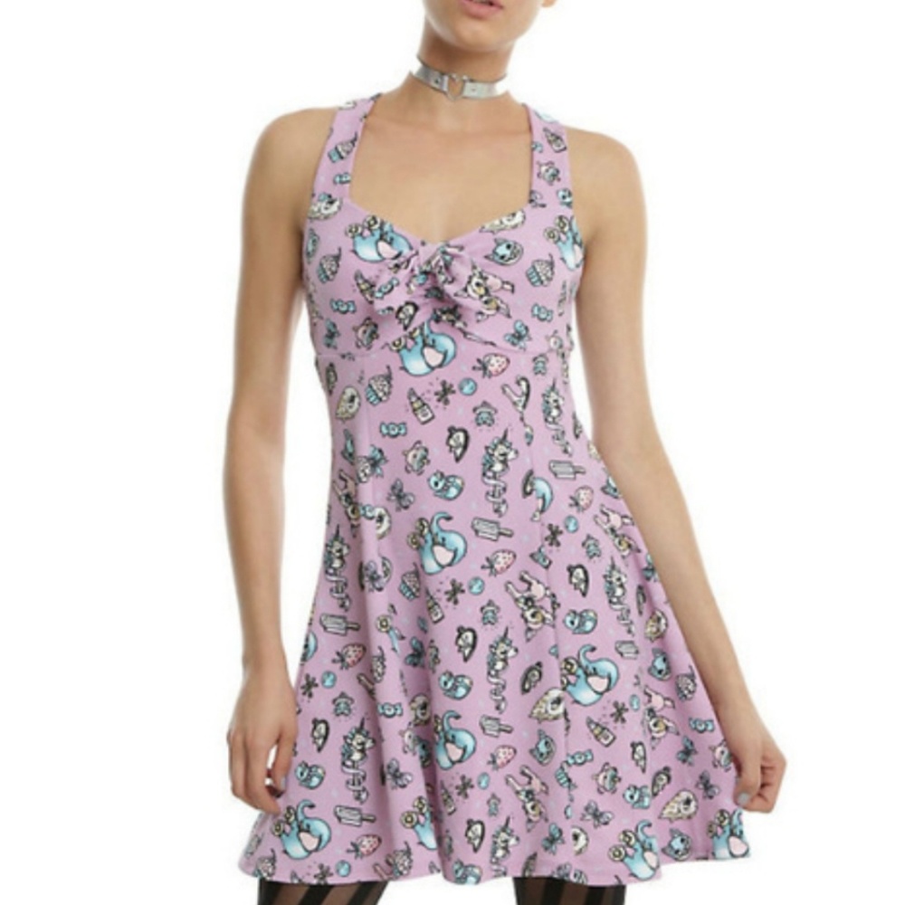 Hot Topic Midnight Hour Lilac Toy Print Dress, L